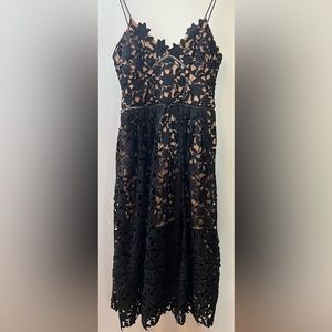 Black Self Portrait MIDI dress